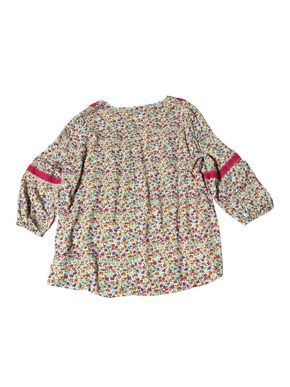 Lane Bryant NWT Plus Size 14/16 (1X)‎ Colorful Floral Crochet Trim Rayon Peasant - Picture 3 of 6